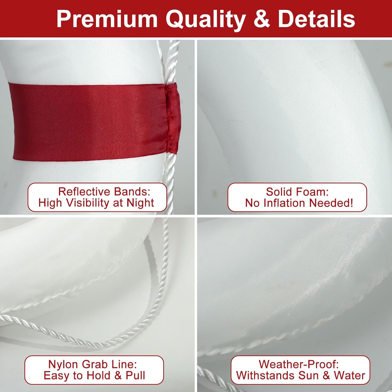 20 Inch Pool Safety Throw Ring Buoy with 98.4FT Floating Rope