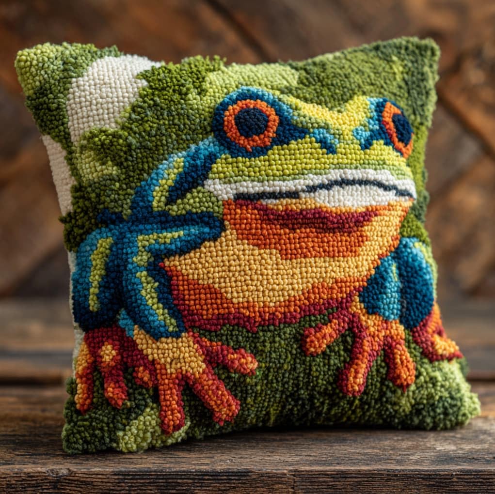 AxiangziK Pre-Printed Latch Hook Pillow Kit,Frog