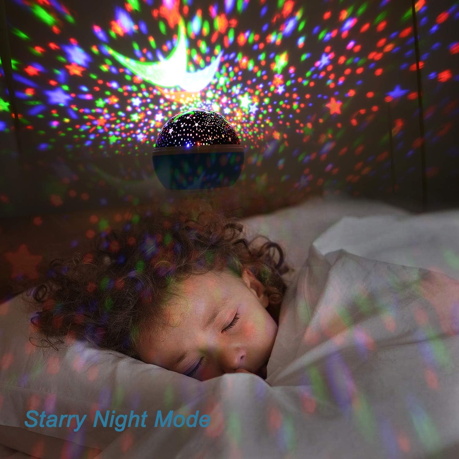 Night Lights for Kids, SUNNEST Baby Night Light 360 Degree Rotating Star Projector with USB Cable, 8 Light Color Changing Night Light Projector for Bedroom Nursery Decor, Christmas Gift