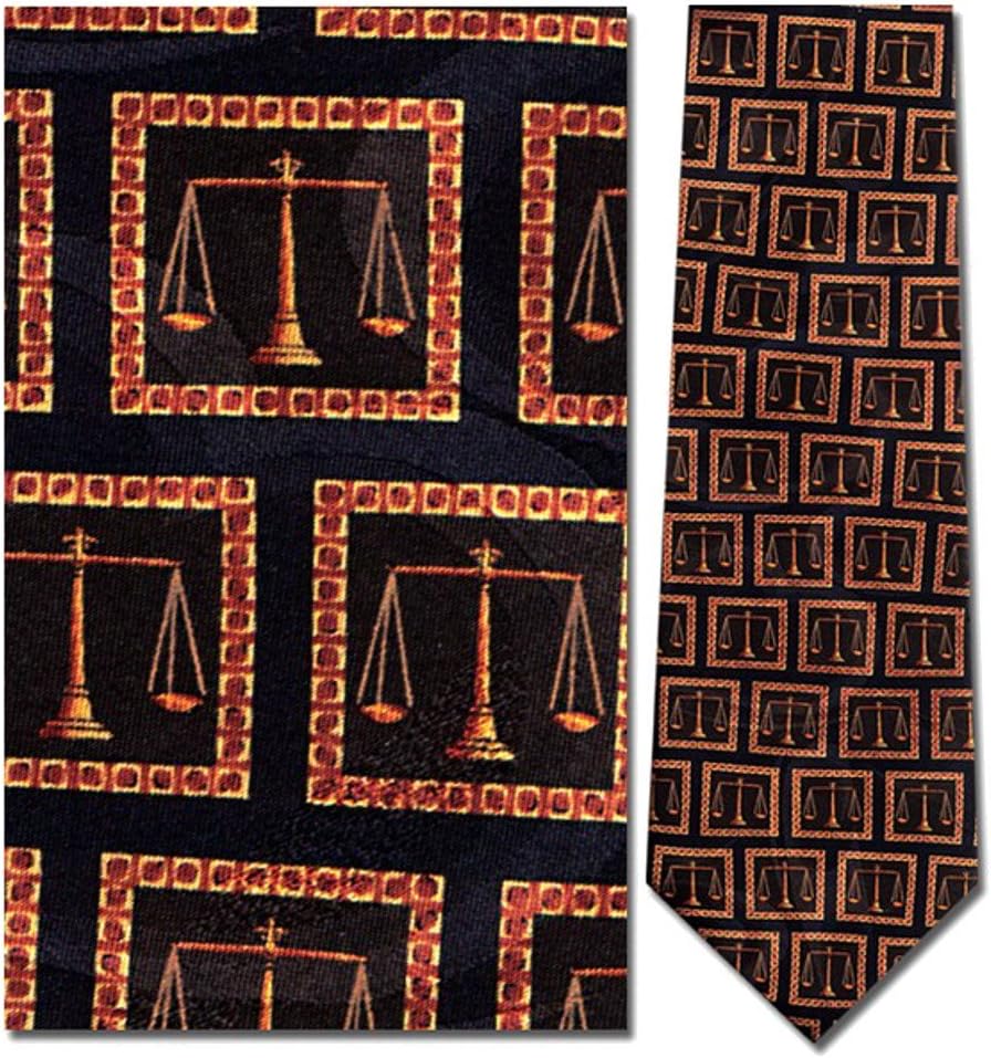 Men's 100% Silk Black Legal Scales Of Justice Law Lawyer Necktie Tie Neckwear