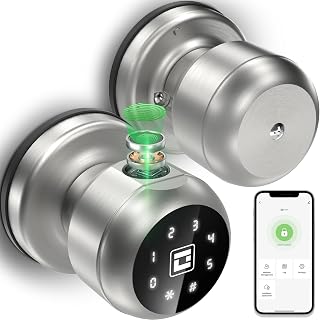 GeekTale Smart Door Knob with Keypad, Smart Door Lock Fingerprint Door Lock with Keypad, App Control, Great Door Lock for Bedrooms,Cloakroom, Apartments Offices,Hotels