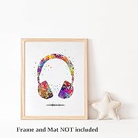 Vista 2 de Dignovel Studios 13X19 Unframed Headset with Sound Wave Headphone Game Room Watercolor Art Print Poster Archival Fine Nursery Home Decor Wall