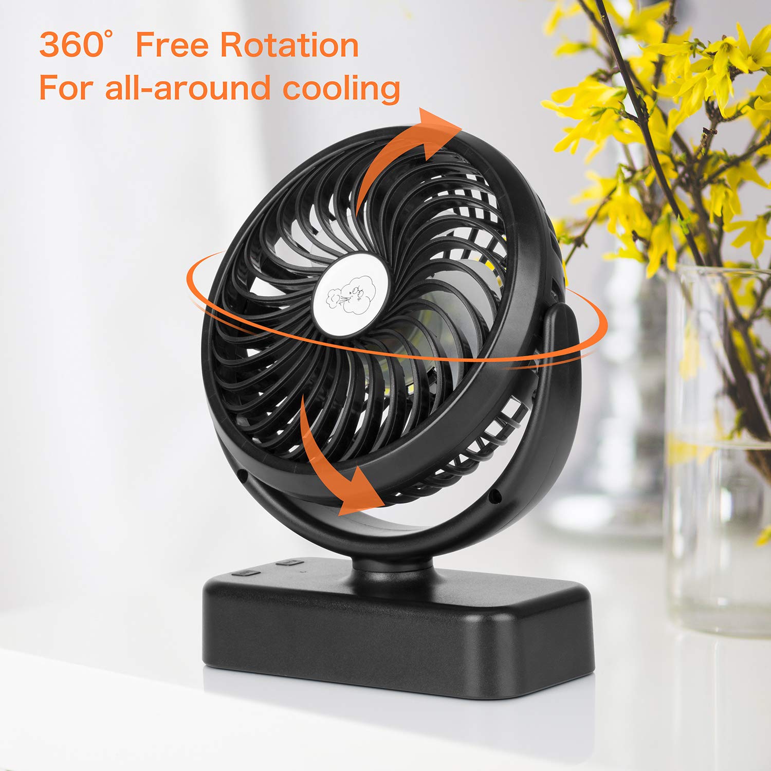Ventilador portátil de camping con linterna LED - 40 horas de funcionamiento Ventilador recargable a pilas con gancho para colgar en tienda, coche, autocaravana, huracán, equipo de supervivencia
