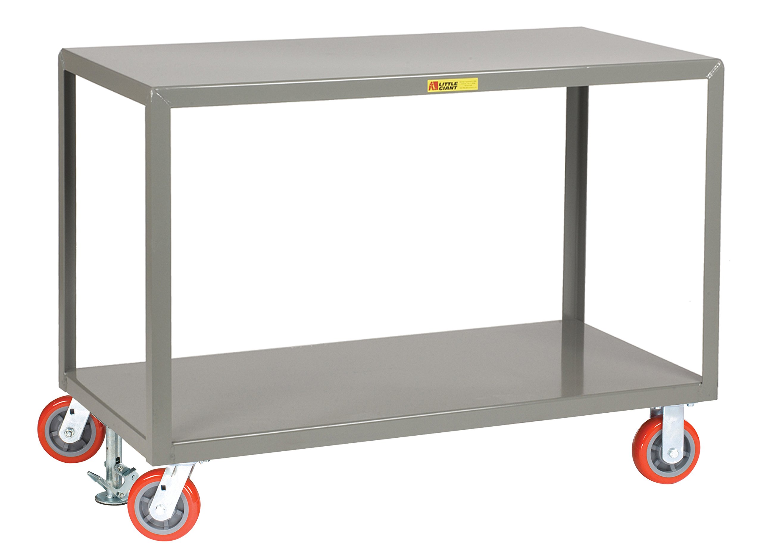 IP2436-2R-6PYFL Mobile Tables, 2 Shelves, 3600 lb. Capacity, 2 Rigid & 2 Swivel Casters, 24" Width x 36" Length, Gray