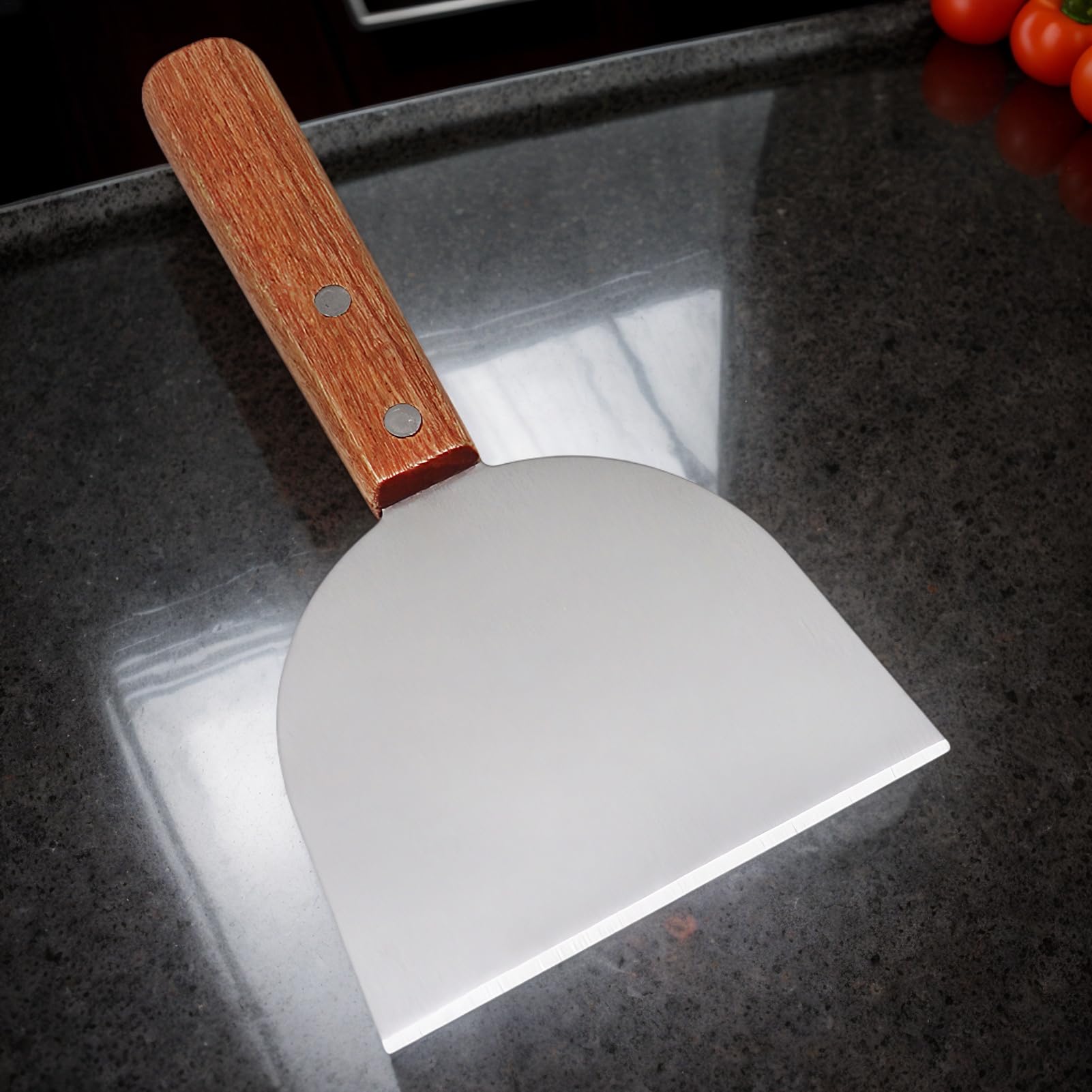 BBQ Scraper, Grill Scraper for Griddle, Stainless Steel Humburger Turner, Wooden Handle, High-Performance Grill Cleaning for Grill Cleaning, Outdoor Kitchen Cooking Grilling