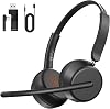 syndesmos Wireless Headset with Microphone Headset Bluetooth Multipoint Connection Adjustable Headset Wireless PC Headset Office Headsets for Business Call Centre Zoom Teams (Black)