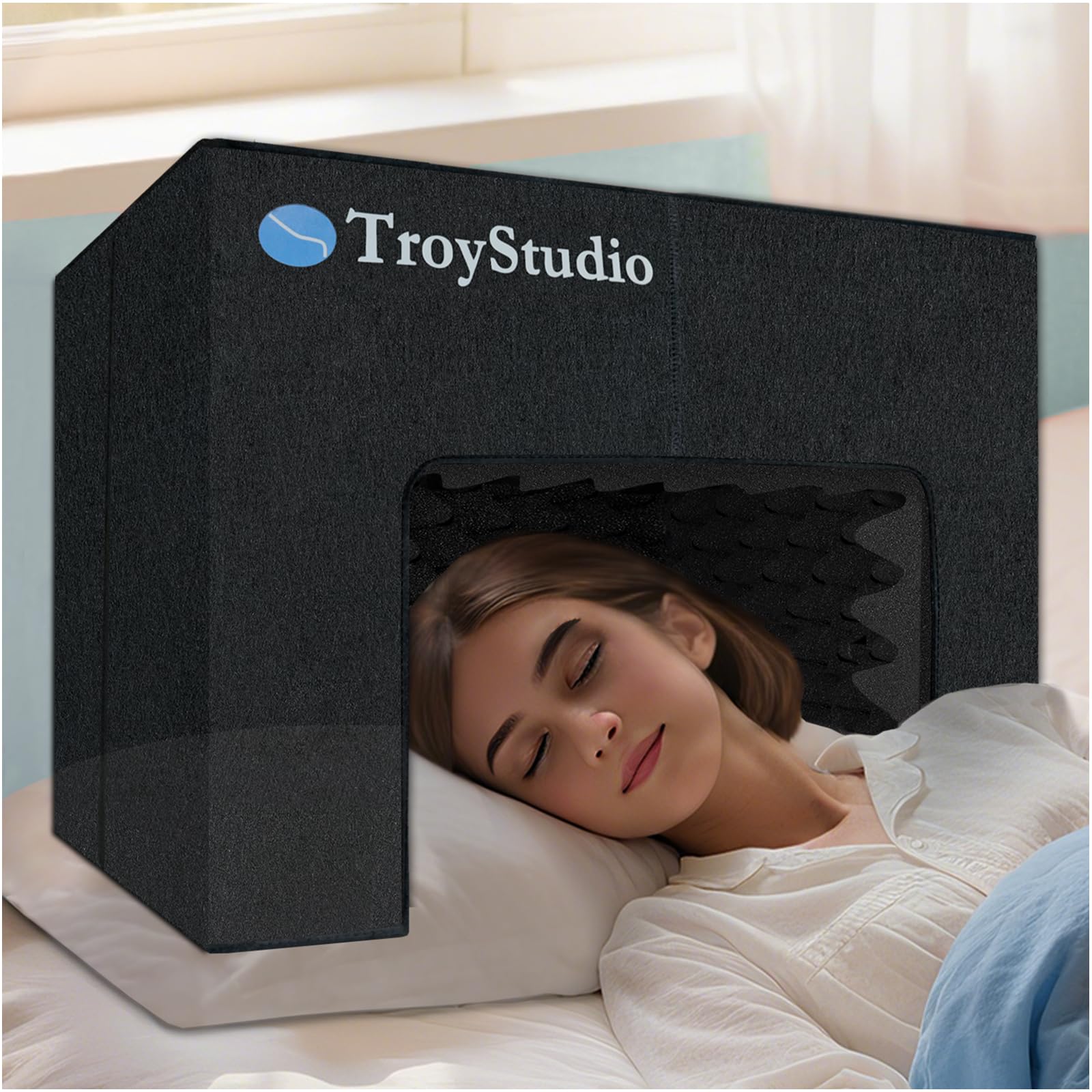 TroyStudio 防音ベッドテント、60 x 40 x 40 cm 吸音材遮光ドーム、ポータブルエアコン草案ブロッカー、快眠ドーム、防音スリーピングカバー、夜勤者 敏感な睡眠者 いびきパートナー向け