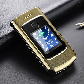 Jectse Flip Phone, Unlocked Cell Phone Big Phone with 2.4 Inch Screen, Flashlight, Removable Battery, 2G Phone Flip Cell Phone for Senior Elderly (Gold)