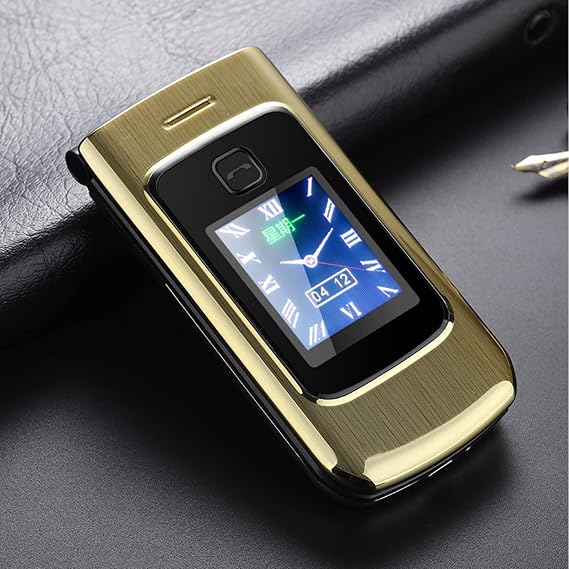 Jectse Flip Phone, Unlocked Cell Phone Big Phone with 2.4 Inch Screen, Flashlight, Removable Battery, 2G Phone Flip Cell Phone for Senior Elderly (Gold)