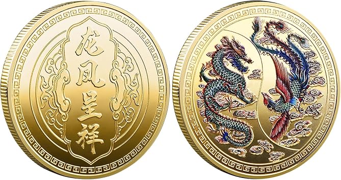 Scratching Lottery Tickets Luck Coin Chinese Loong and The Phoenix Lucky Challenge Coin