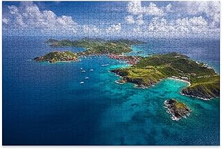 Puzzles for Adults 1000 Pieces Aerial View St Barths French West Indies Jigsaw Puzzles for Family Challenging Game Night Funny Puzzle Adults Children Stress Relief Toy Gift