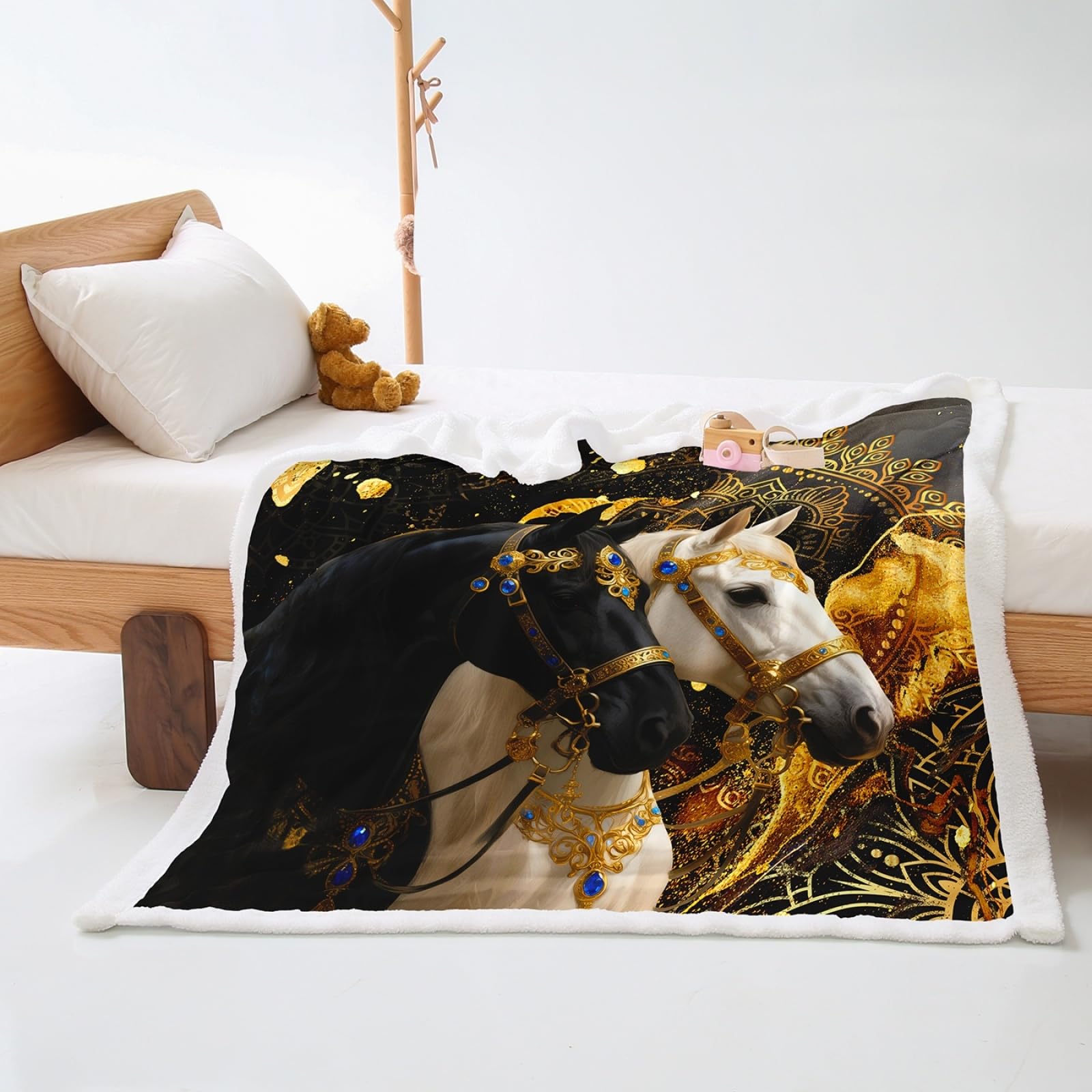 Blanket Golden Mandala Animals Soft Sherpa Fleece Blankets and Throws Thick Flannel And Lamb Wool Soft Blanket Lightweight Cosy Sofa Throw All Season Blankets for Beds 100x150cm