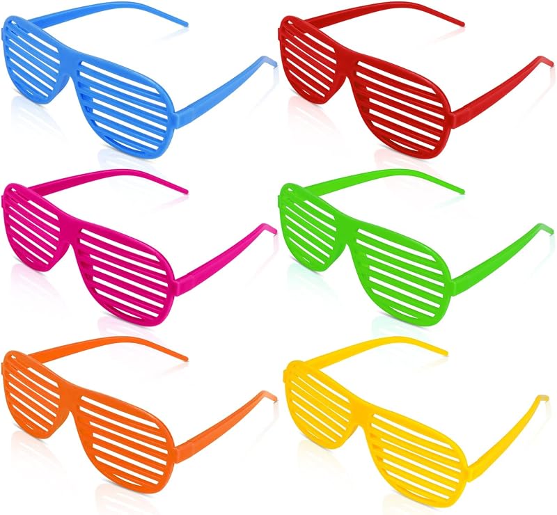 Ainiv Neon Color Shutter Shadeds Glasses | Novelty 80s 90s Funny Party Glasses Festival Outfits Accessories