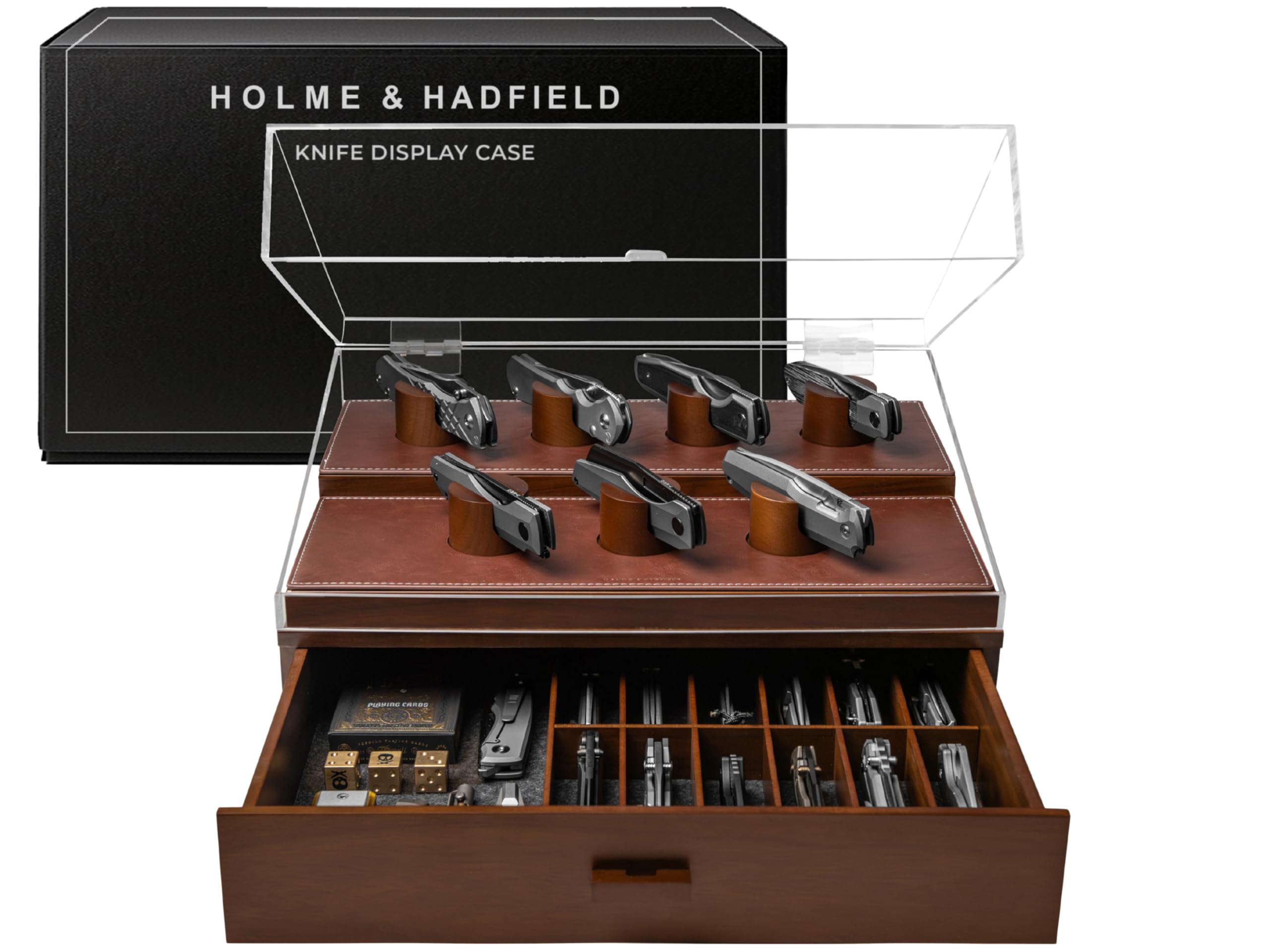 Präsentieren Sie Ihre Messersammlung mit The Armory Pro – Premium-Taschenmesser-Vitrine für 20–30 Messer Männer – einfacher Zugang und große Schublade Sonstiges