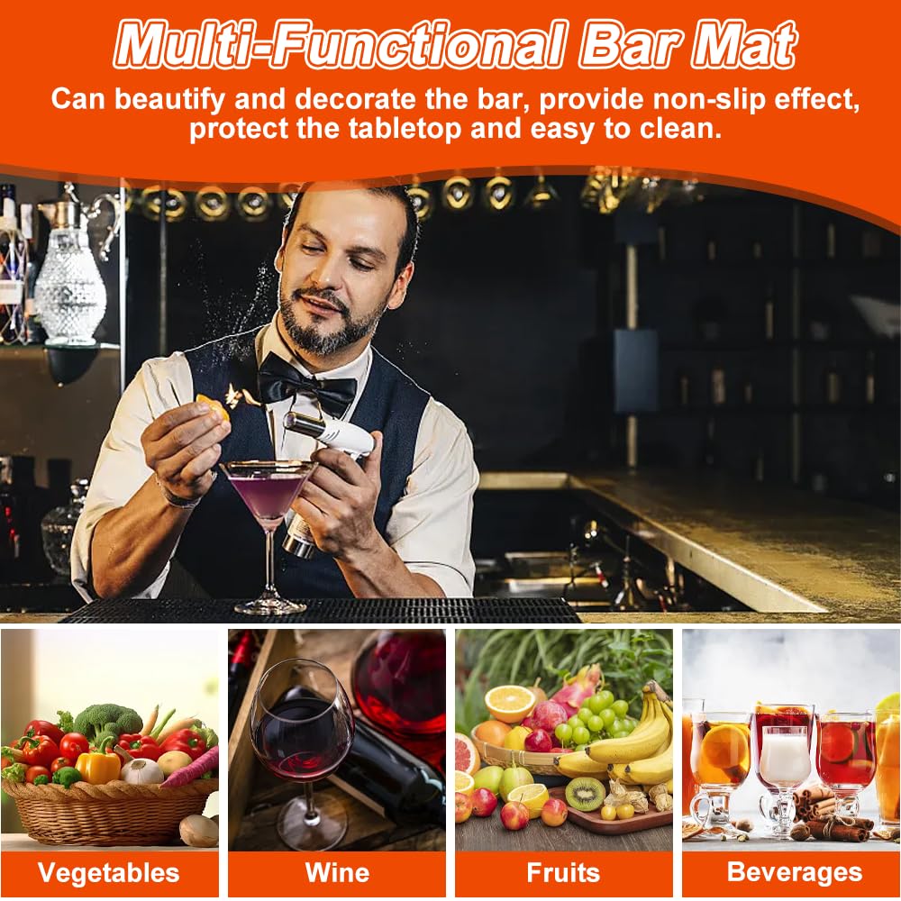 Tappetino Per Bar In PVC - 60x8 Cm, Antiscivolo, Scolapiatti, Per Bancone Nero - Foto 12