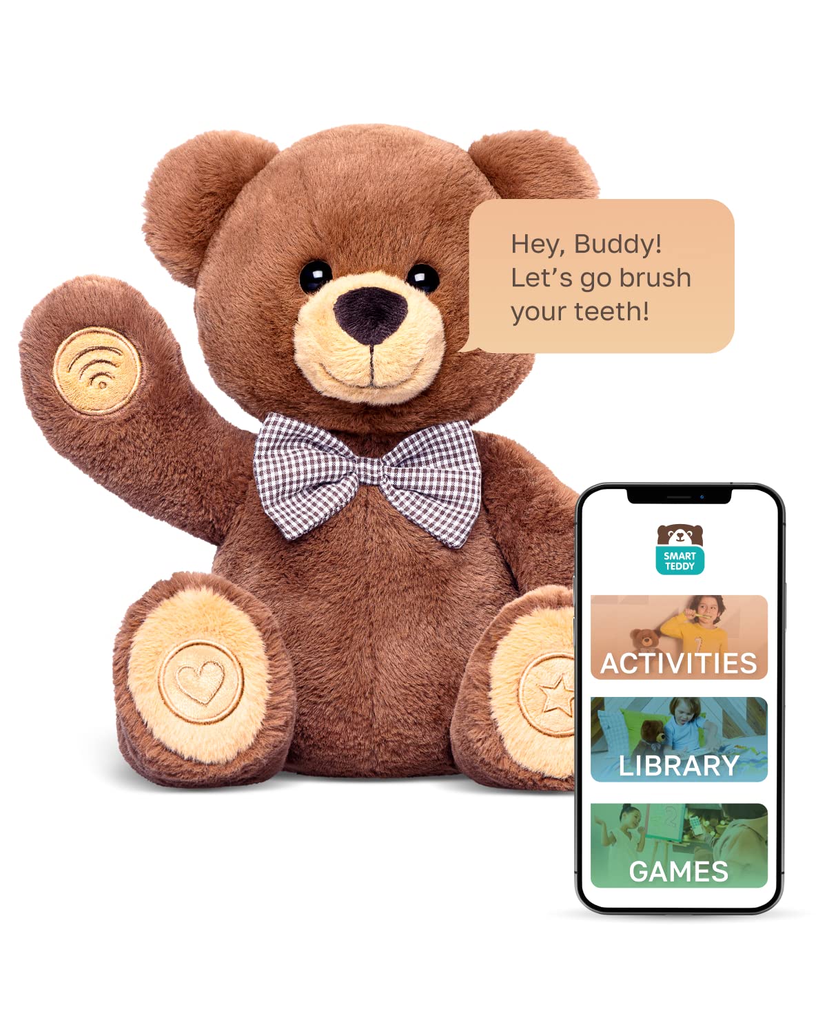 Smart Teddy Interactive Educational Toy for 2 3 4 Year Old, 35+ Learning Activities, Storytelling, Bedtime Stories, Routine Builder, Teddy Bear, Best Gift for Toddlers and Preschoolers