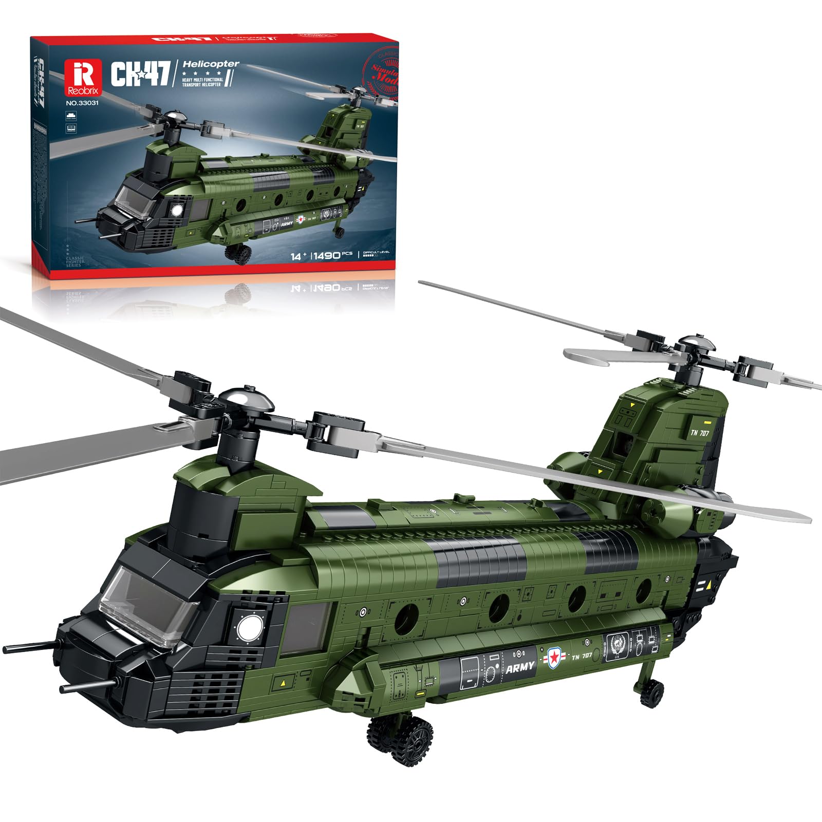 Reobrix 33031 CH-47 Chinook Model Building Kit, Transport