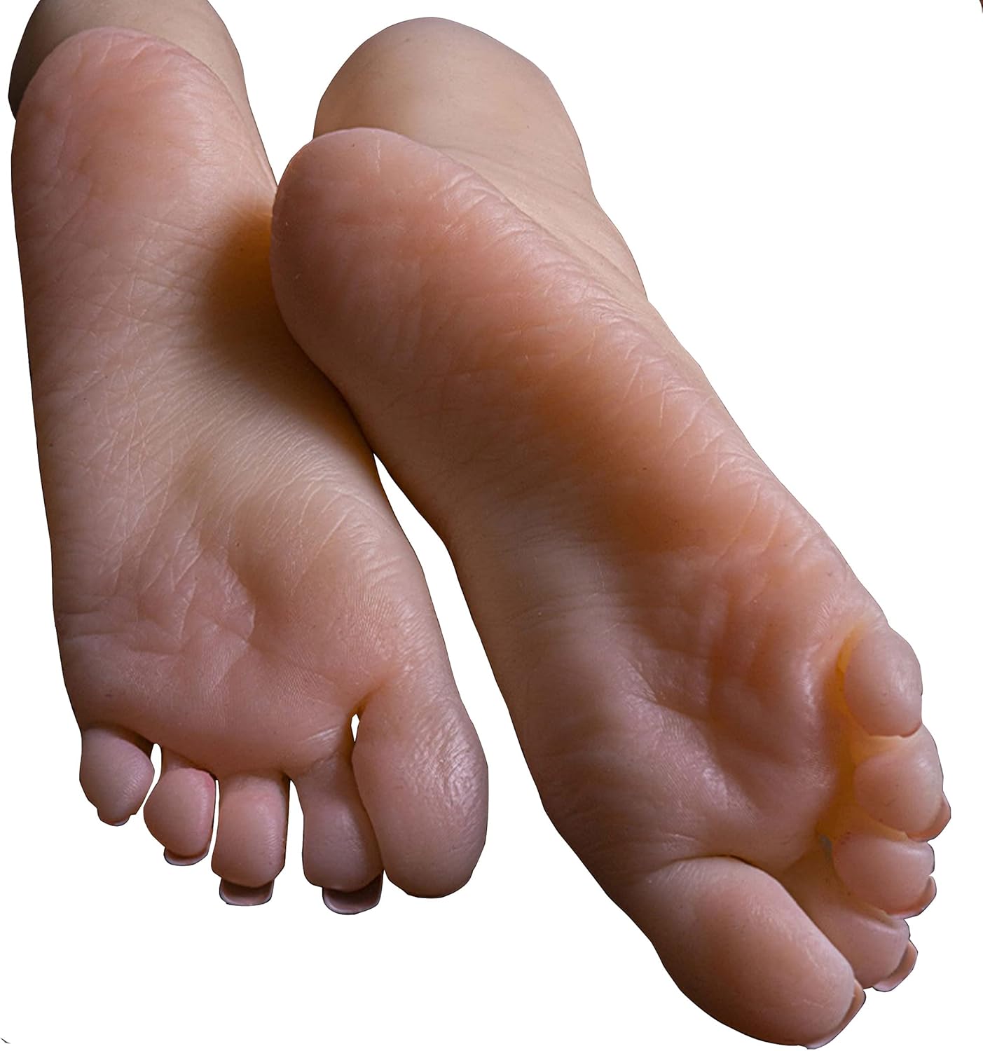 Lorcnz Soft Silicone Lifesize Female Mannequin Feet 1:1 Realistic Silicone Foot Mannequin Display Shoes Display Jewerly Sandal Shoe Sock Display Art Sketch Nail (Pink)