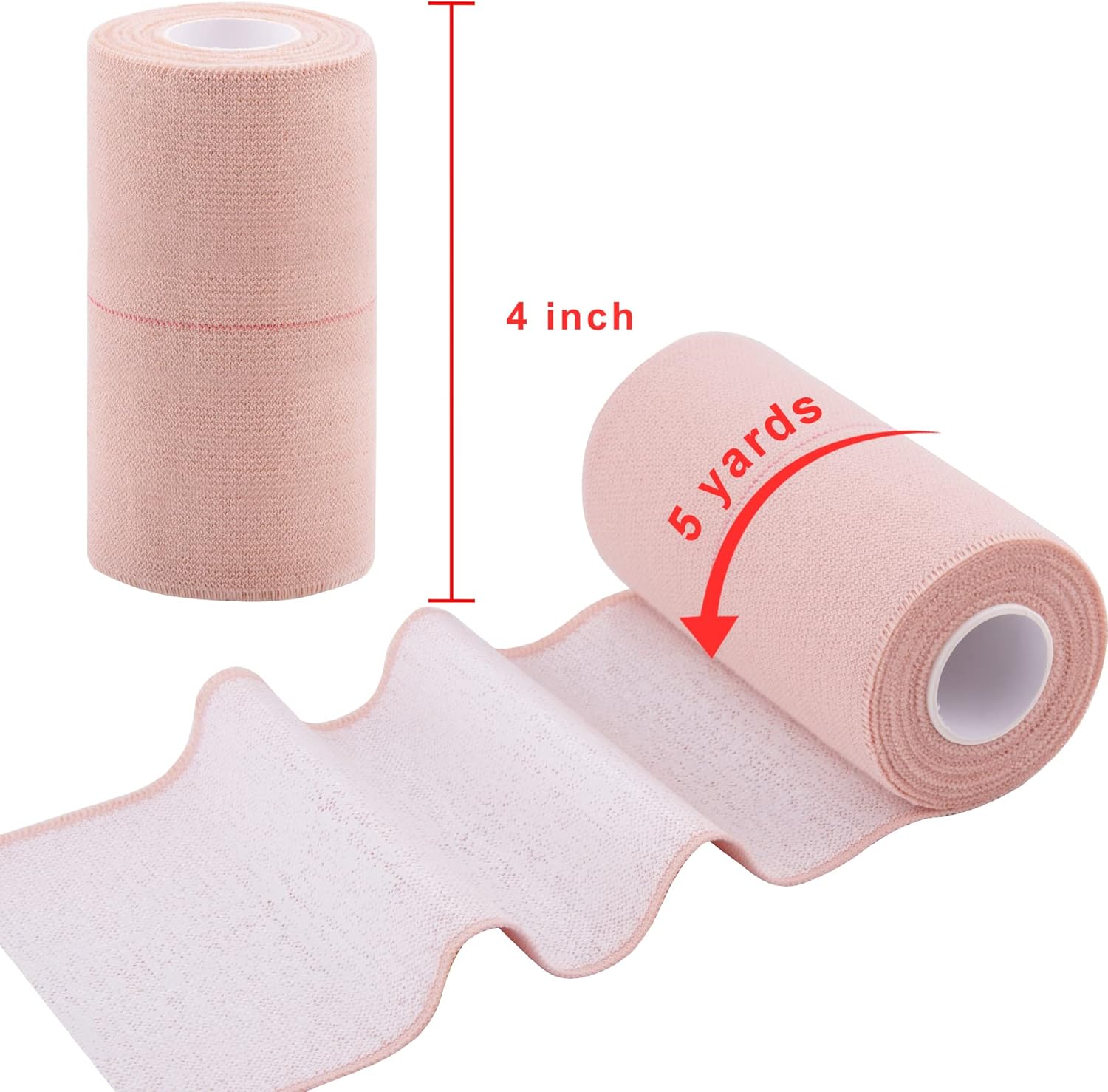 BQTQ 6 Rolls Elastic Adhesive Tape 4 Inch Elastic Bandage Wrap Self Adhesive Wound Wrap Self Adherent Stretch Bandage Sports Tape Elastic Tape Bandage for Wrist Ankle Swelling Sprains (Beige) - Image 2
