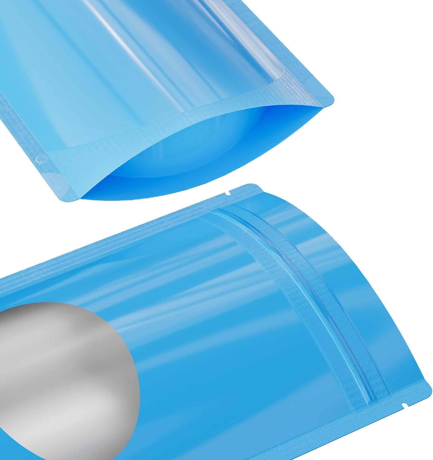 Double-Sided Matte/Glossy Color with Clear Round Window Stand-Up Pouch (100 Bags/Pack) (6.3" x 8.7", Glossy Blue) image 3