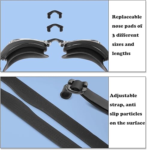 Miniatura 6 de ESAVIA Gafas de natación miopes -2.0D a -8.0D, gafas de natación antiniebla miopes con lente transparente, protección UV sin fugas