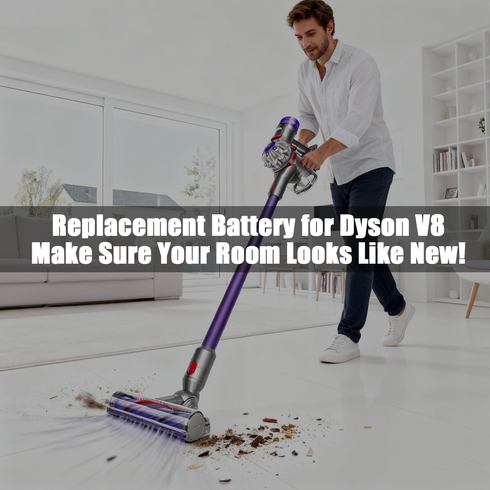 V8 Batería 6000mAh para Dyson V8 SV10 Absolute Animal Motorhead Fluffy Total Clean Aspiradora Li-Ion con 2 Filtros