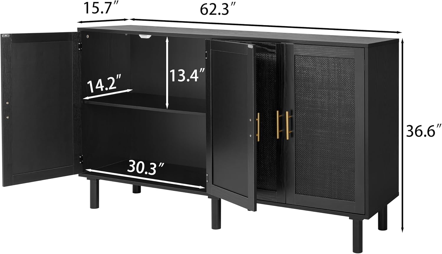 Dimensions of the Finnhomy 4-Door Sideboard Buffet Cabinet