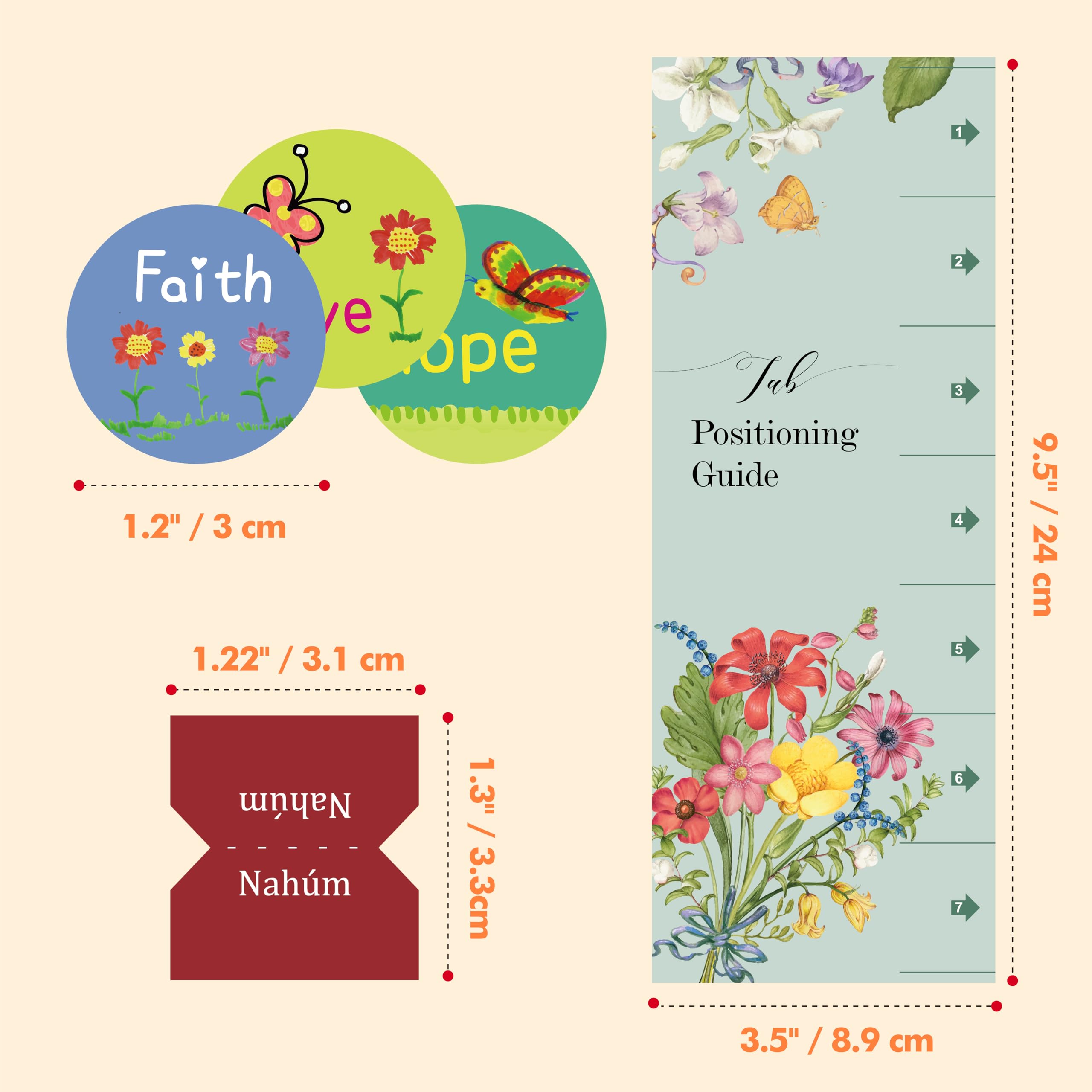 Pestañas de Índice de la Biblia en Español, Juego de Pestañas Laminadas, 80 Stickers Autoadhesivas con Guía de Alineación