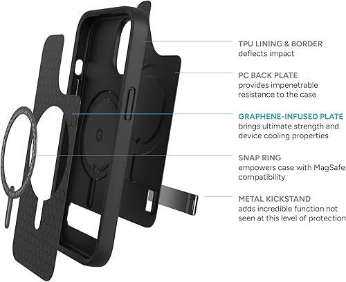 Miniatura 6 de ZAGG Everest Snap - Funda para iPhone 15 con soporte, protección contra caídas (20 pies19.7 ft), funda texturizada de triple capa para teléfono