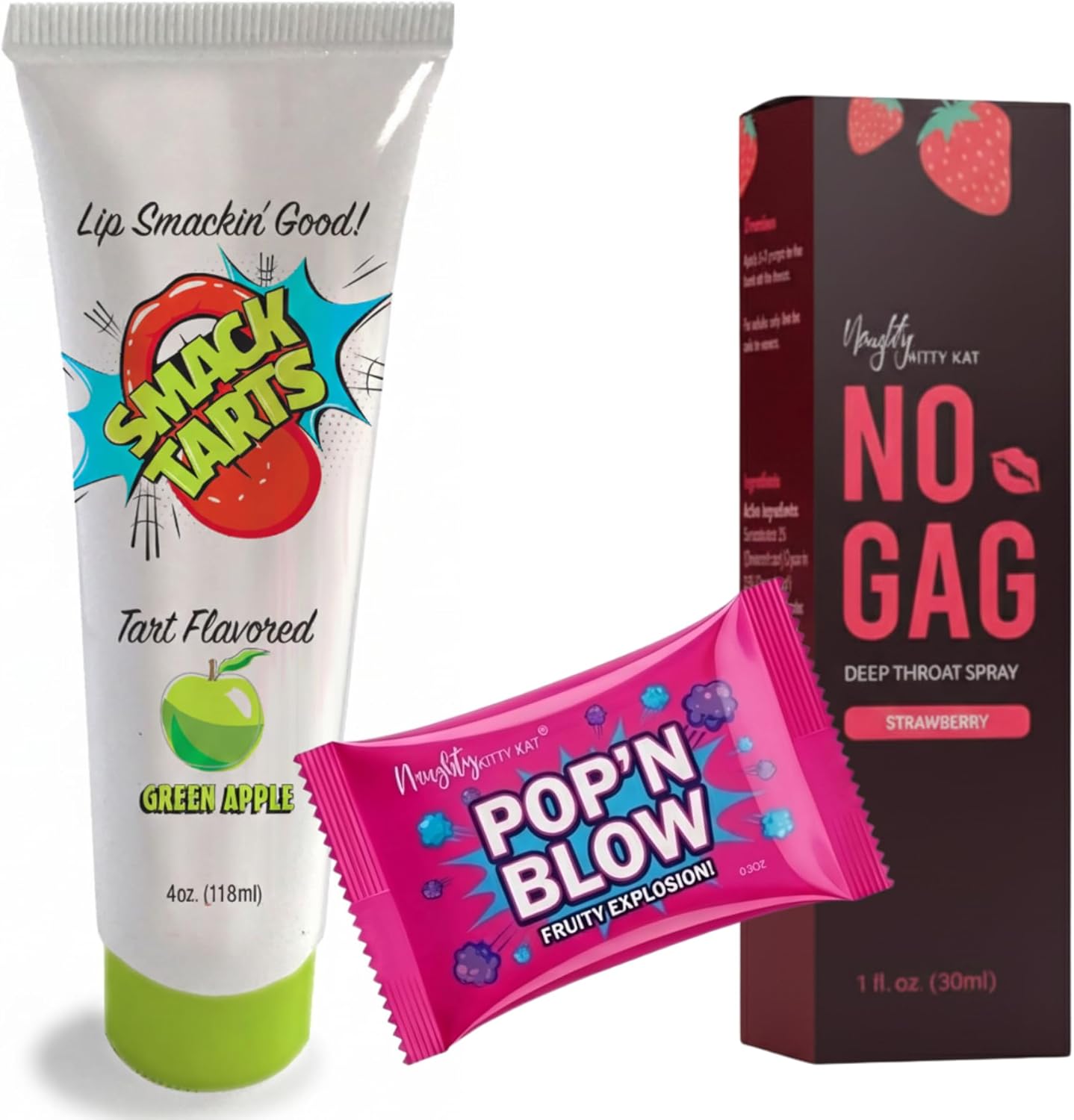 Smack Tarts Sour Green Apple Lickable Oral Sex Gel 4oz & No Gag Deep Throat Spray