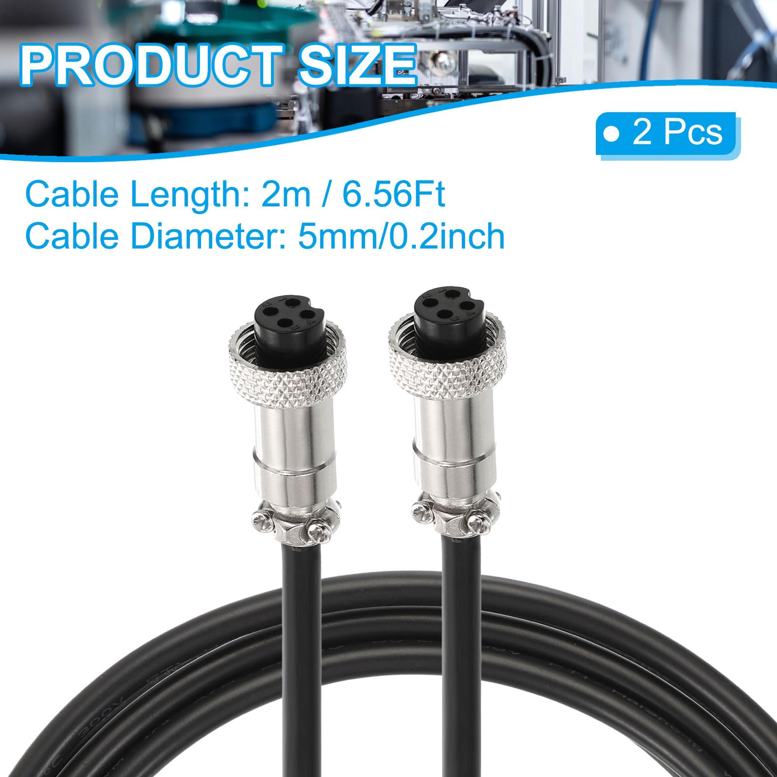 PATIKIL GX12 4 Pin Aviation Sensor Cable 2M / 6.6 Ft - Image 2