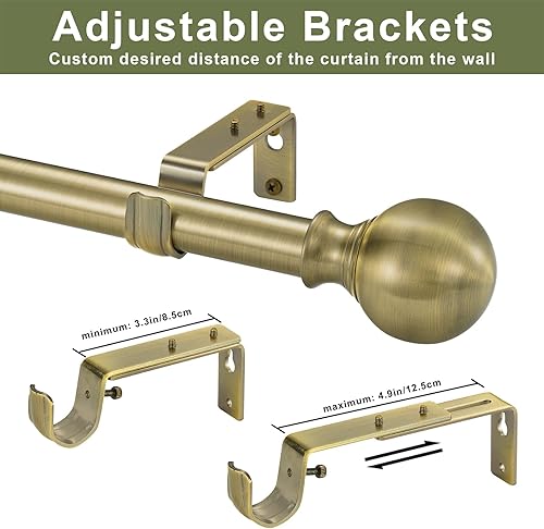 Miniatura 5 de Barras de cortina de ventana de 72 a 144 pulgadas, barra de cortina ajustable de 1 pulgada de diámetro, barra de cortinas decorativa resistente con