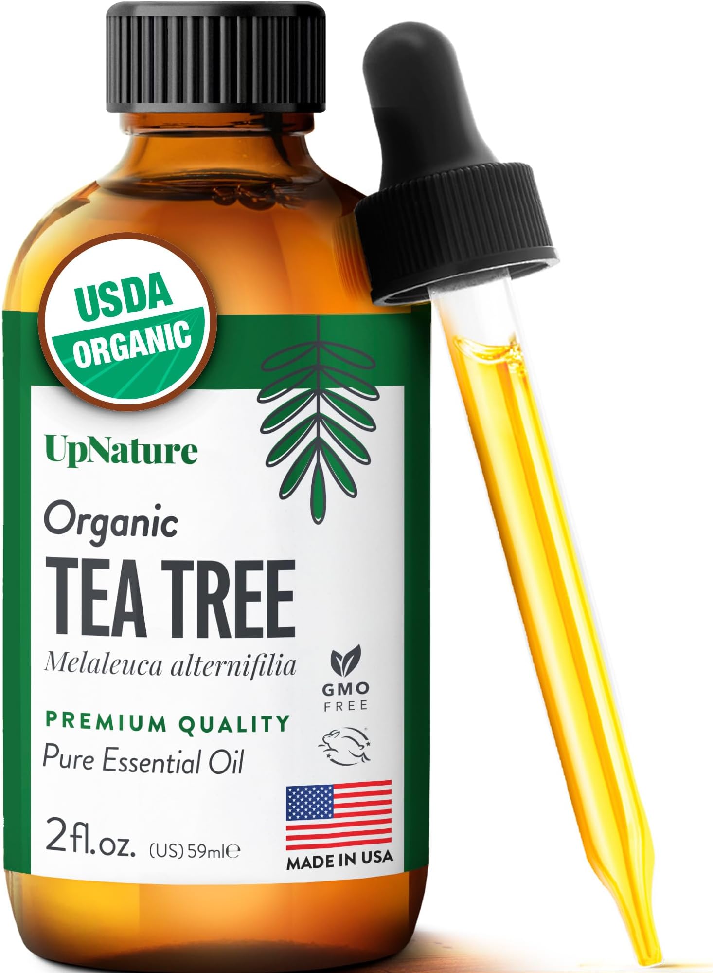 USDA Certified Organic Tea Tree Essential Oil 2oz – 100% Natural & Pure Tea Tree Oil for Skin Care, Hair Growth Serum & Healthy Toenail - Premium Quality Aromatherapy Oil for Hair Skin and Nails