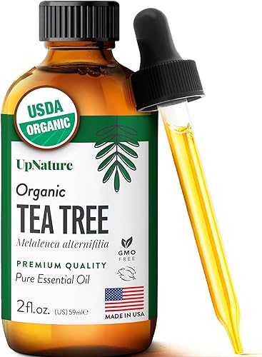 UpNature Aceite de árbol de té orgánico, 100% puro, para piel, uñas de pies y cabello, 2 onzas