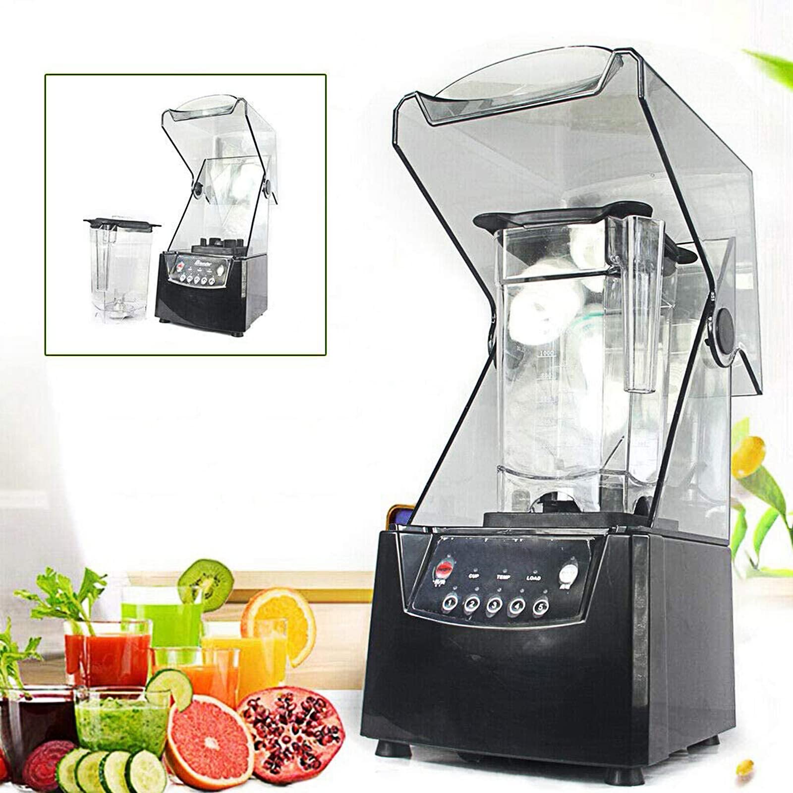 Smoothie Blender do smoothie, profesjonalny blender na blat z dźwiękoszczelną tarczą, dźwiękoszczelny mikser 2 l, sokowirówka owocowa, koktajle i smoothie, mięso i warzywa