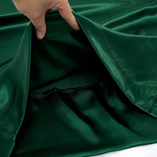 Miniatura 7 de VACVELT Juego de sábanas de satén verde negruzco de 4 piezas, tamaño King, para colchones de bolsillo profundo de 18 a 24 pulgadas, juego de ropa de