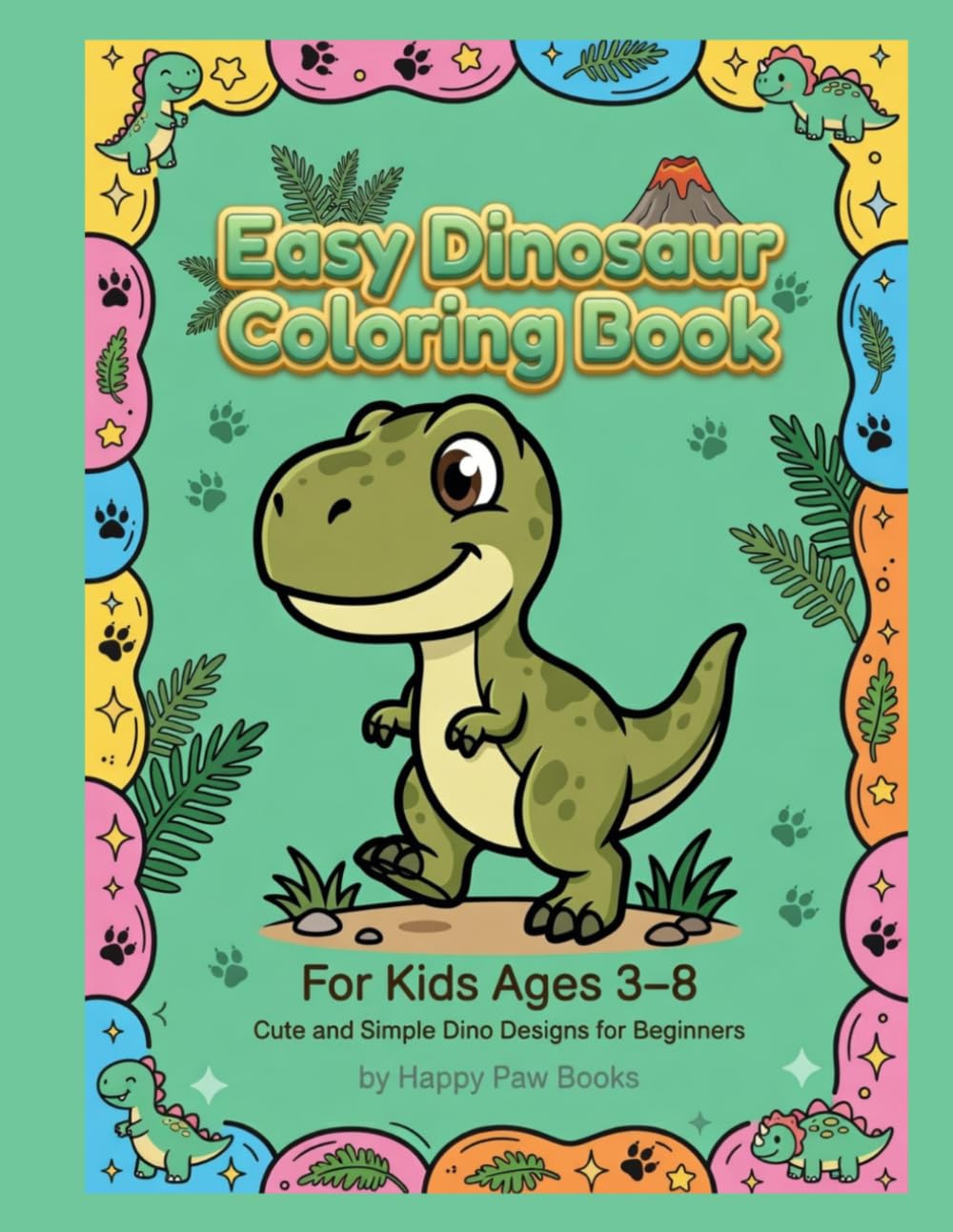 Easy Dinosaur Coloring Book for Kids Ages 3-8 Cute and Simple Dino Designs for Beginners