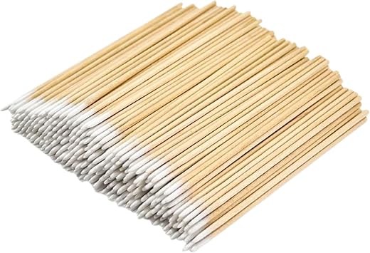 THR3E STROKES 100PCS Pointed Cotton Swabs in Storage Box - 4 inch Precision Microblading Cotton Tip Applicators - Small Co...
