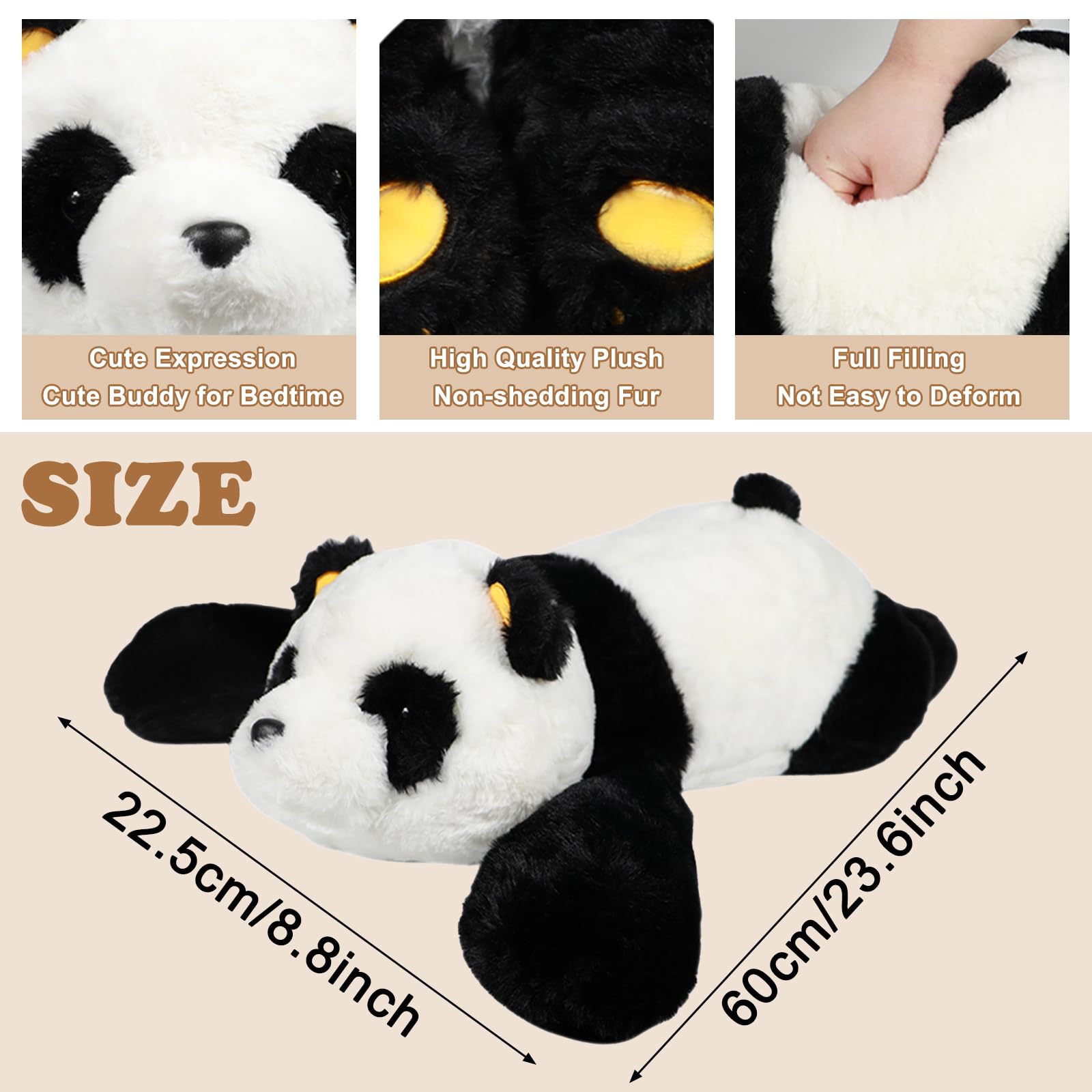 60 CM Wypchane Zwierzęta Pluszowe Zabawki z Obciążeniem Zabawki Sensoryczne dla Autyzmu Pluszowa Lalka Niepokój Uroczy Prezent Urodzinowy,1.5 KG (Panda)