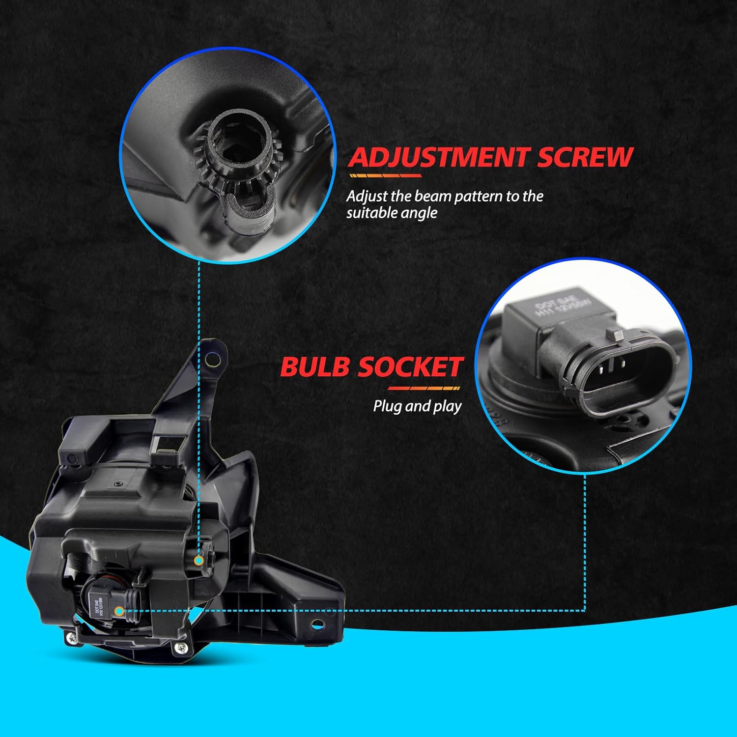 Fog Lights Assembly for 2013 2014 2015 Toyota Rav4 Replacement Kit with Wiring and Switch H16 12V 19W Halogen Bulbs(Clear Lens)