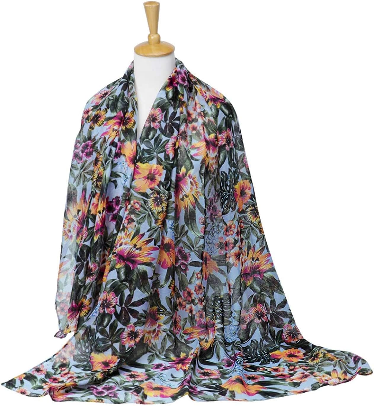GERINLY Lightweight Scarves Fashion Flowers Print Women Cotton Wrap Scarf Head Shawl Winter Gift - Image 6