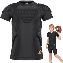 10MM EVA Foam Protective Vest for Kids - Youth Padded Shirt for Football, Baseball, Hockey Sleeveless Chest Protector with Rib, Sternum & Back Guards Moisture Wicking & Breathable