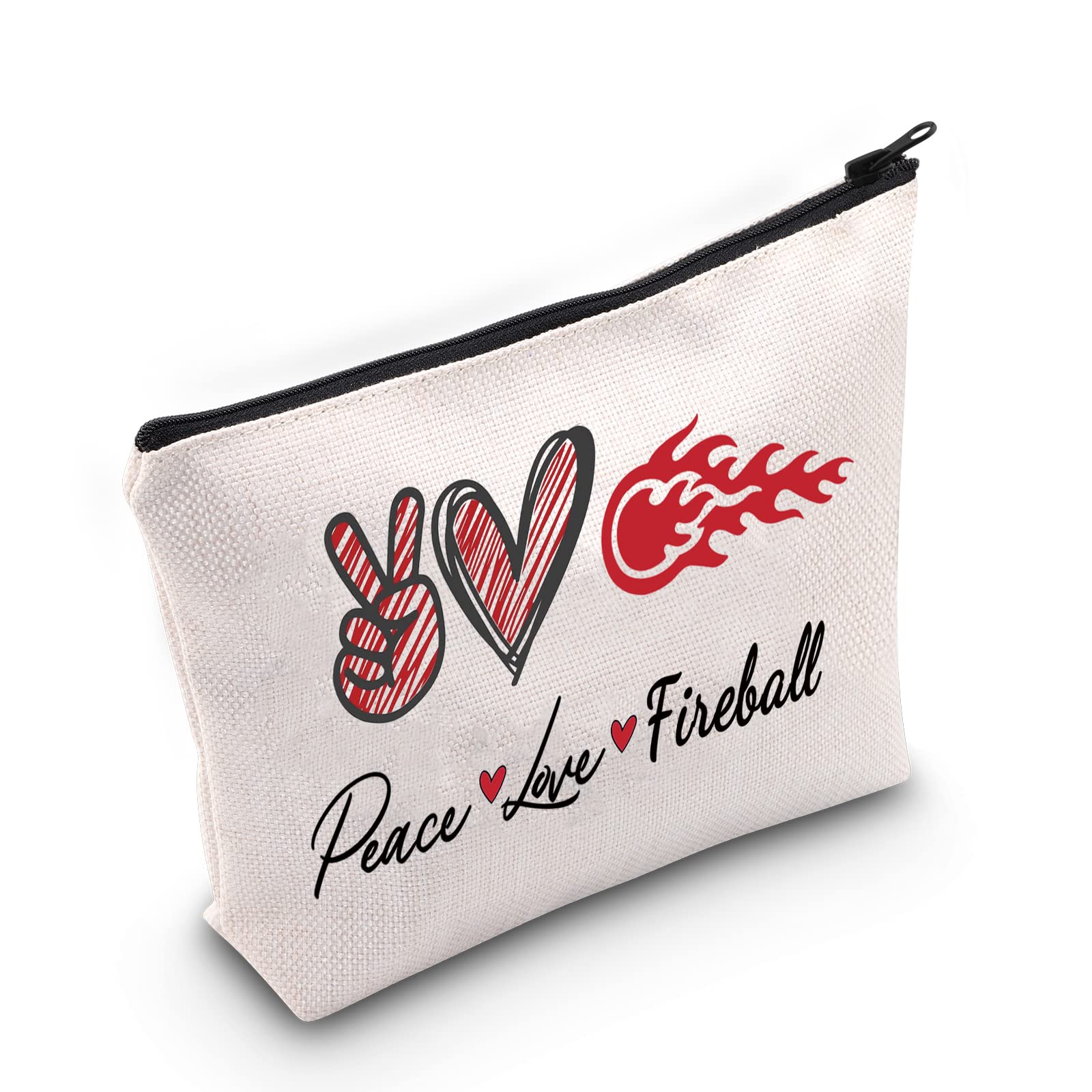 WZMPAWhisky Cosmetic Bag Fireball Drinker Gift Peace Love Fireball Makeup Zipper Pouch Bag For Women Girls, Peace Fireball