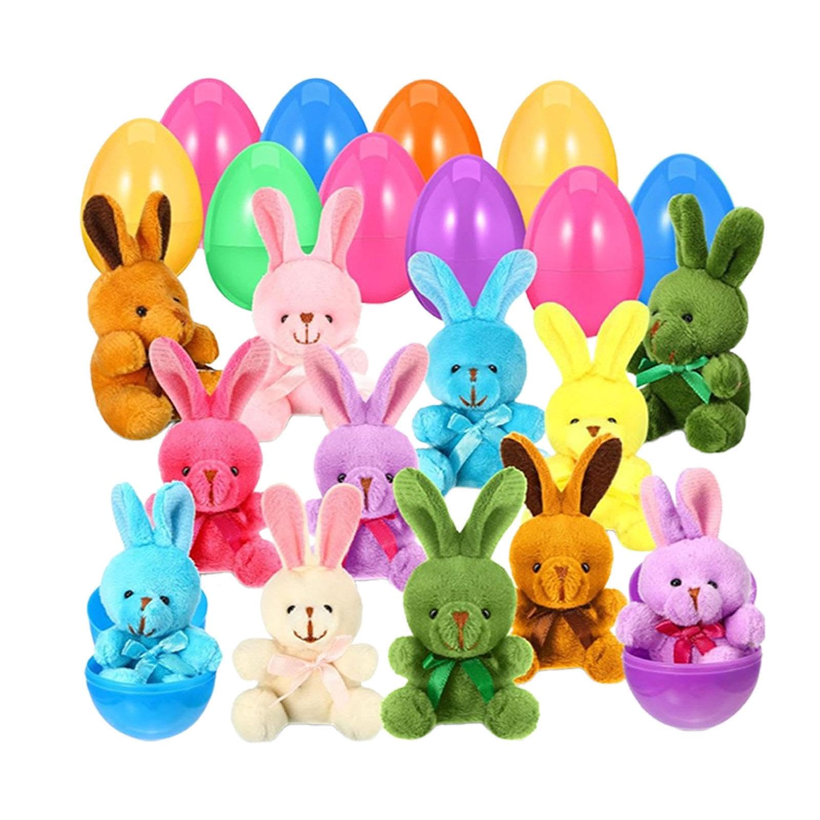 Tuxuseo Uova di Pasqua Riempite | 12 Pezzi Mini Pupazzi di Peluche - Ripieni per Caccia alle Uova | per Ragazzi E Ragazze, Feste, Sala Giochi, Camera da, Casa, Eventi A Tema