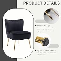 Vista 5 de KCC Juego de 2 sillas decorativas modernas tapizadas de terciopelo, sillas de sala de estar de mediados de siglo con patas doradas, cómoda silla sin