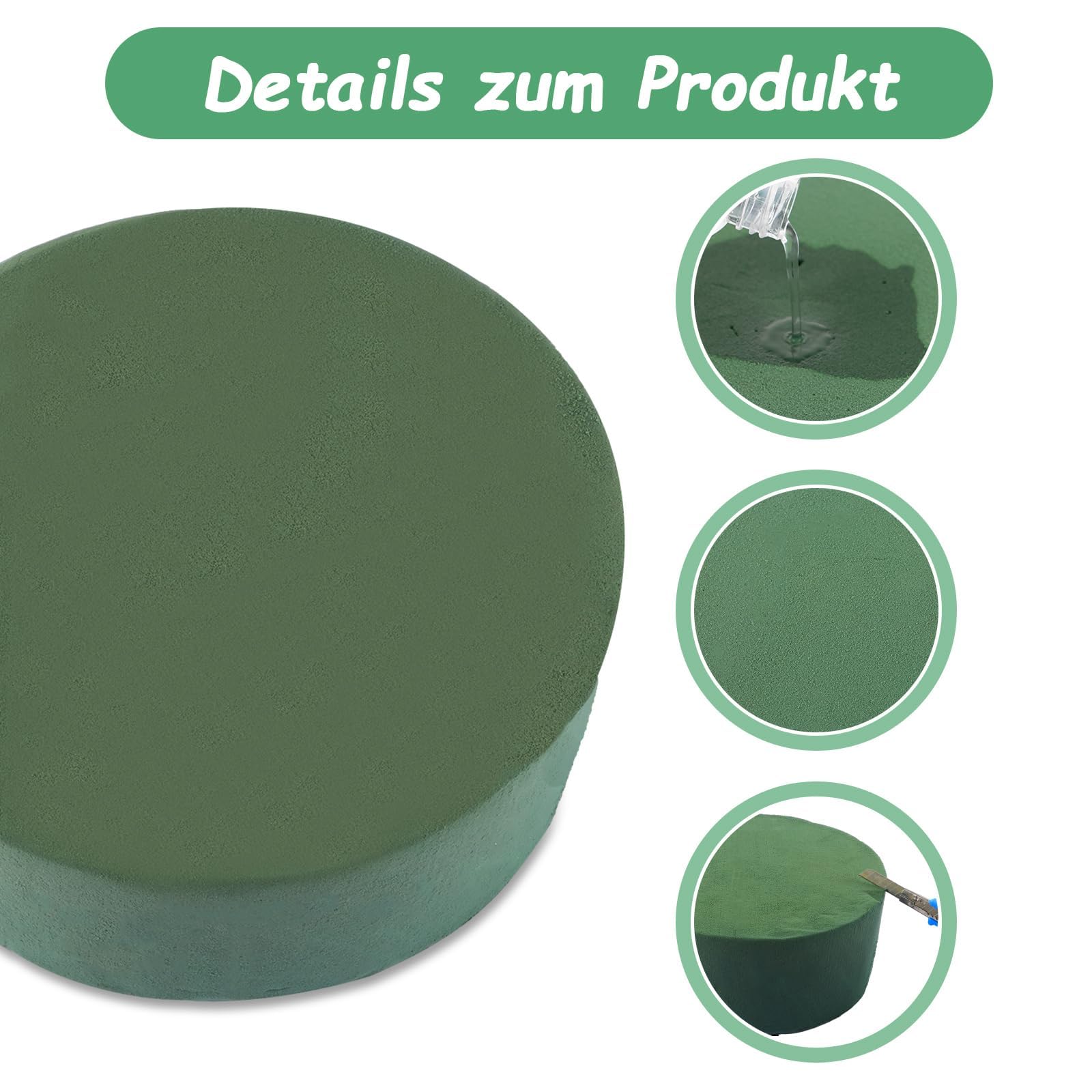 Schiuma Secca Rotonda Per Fioristi 14x7 Cm – Spugna Per Fiori Secchi E Artificiali, Tagliabile E Versatile Per Decorazioni E Composizioni