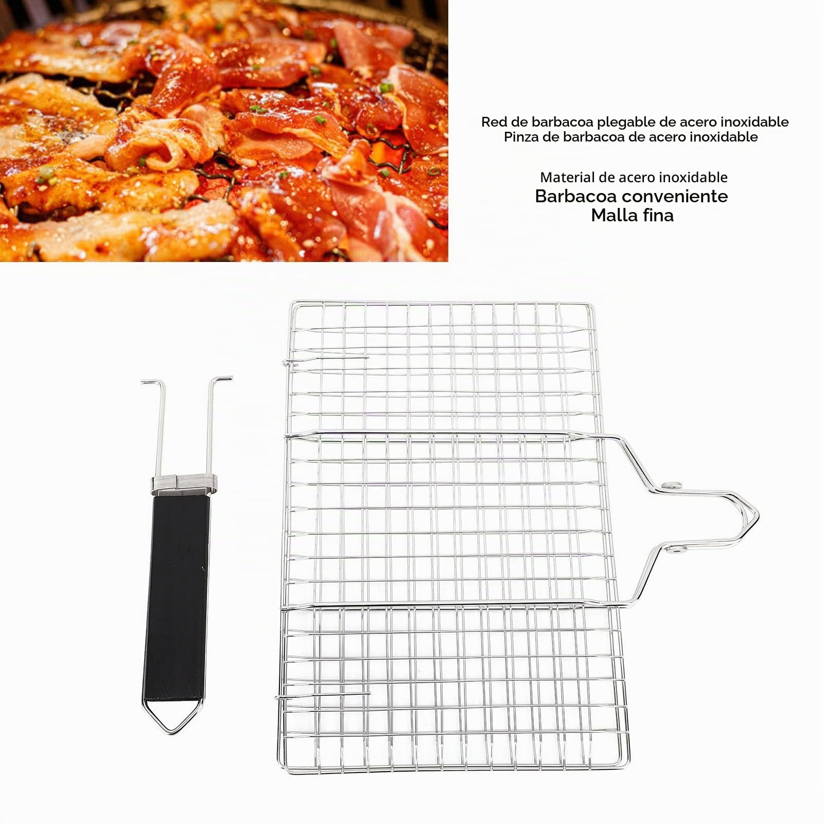 Parrilla De Barbacoa Al Aire Libre Parrilla De Pescado Desmontable Plegable Accesorios De Parrilla Portátiles De Acero Inoxidable 304 Adecuados para Pescado Carne Verduras