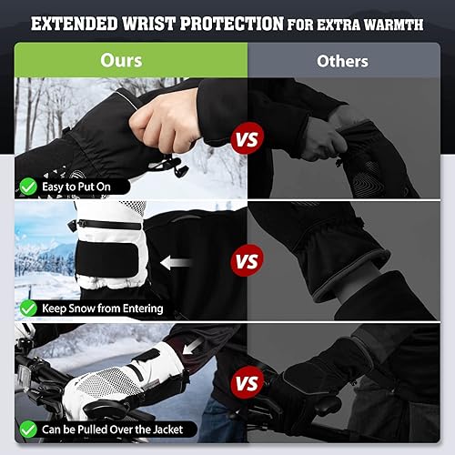 Vista 7 de Hikenture Guantes de esquí con Thinsulate 3M, guantes de nieve extra cálidos para hombres y mujeres, guantes de snowboard impermeables aislados