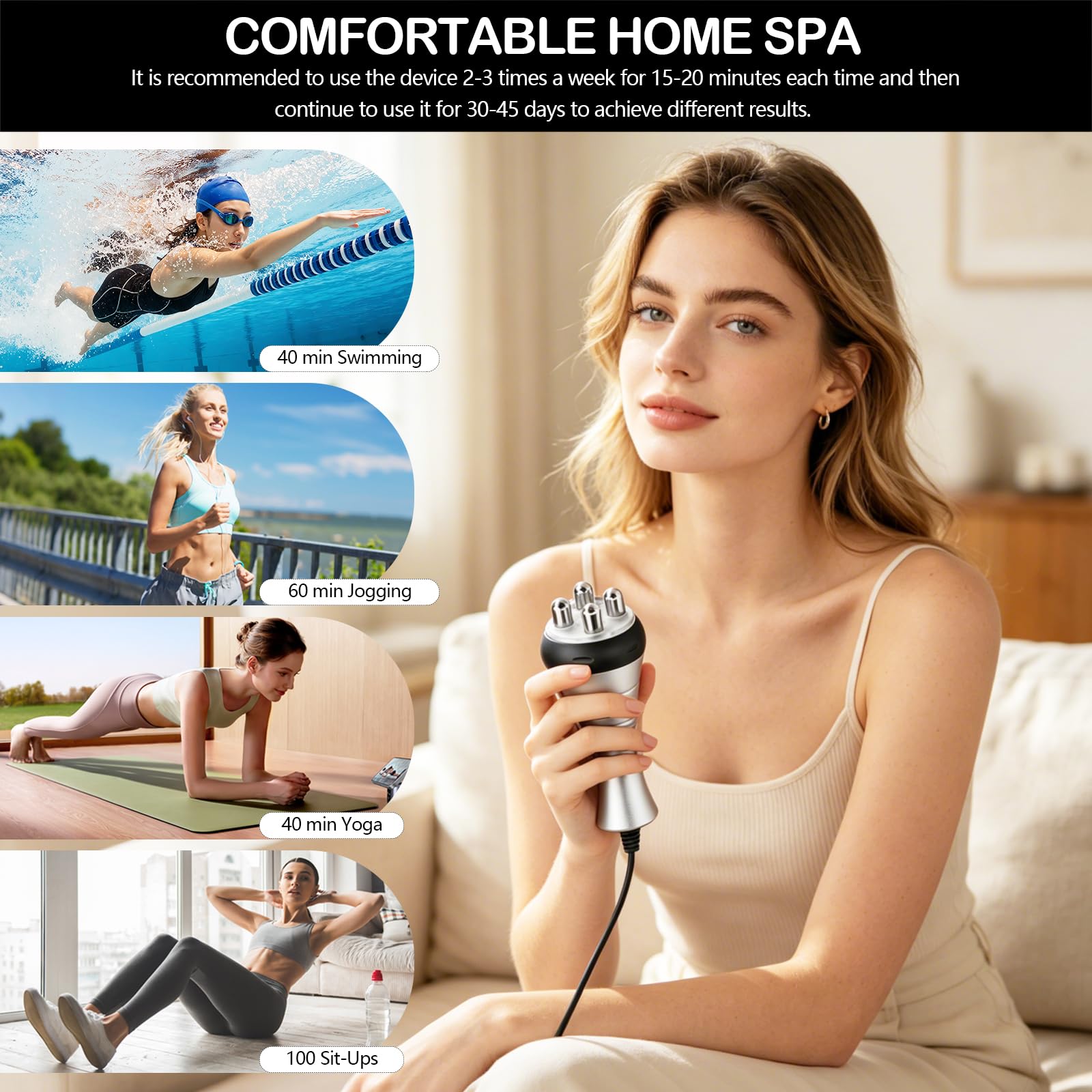 40K Radiofrecuencia Facial y Corporal, 3 en 1 Masajeador Anticelulítico Máquina de Adelgazamiento de Belleza, Instrumento de Radiofrecuencia Para Adelgazar y Esculpir el Cuerpo Multifuncional