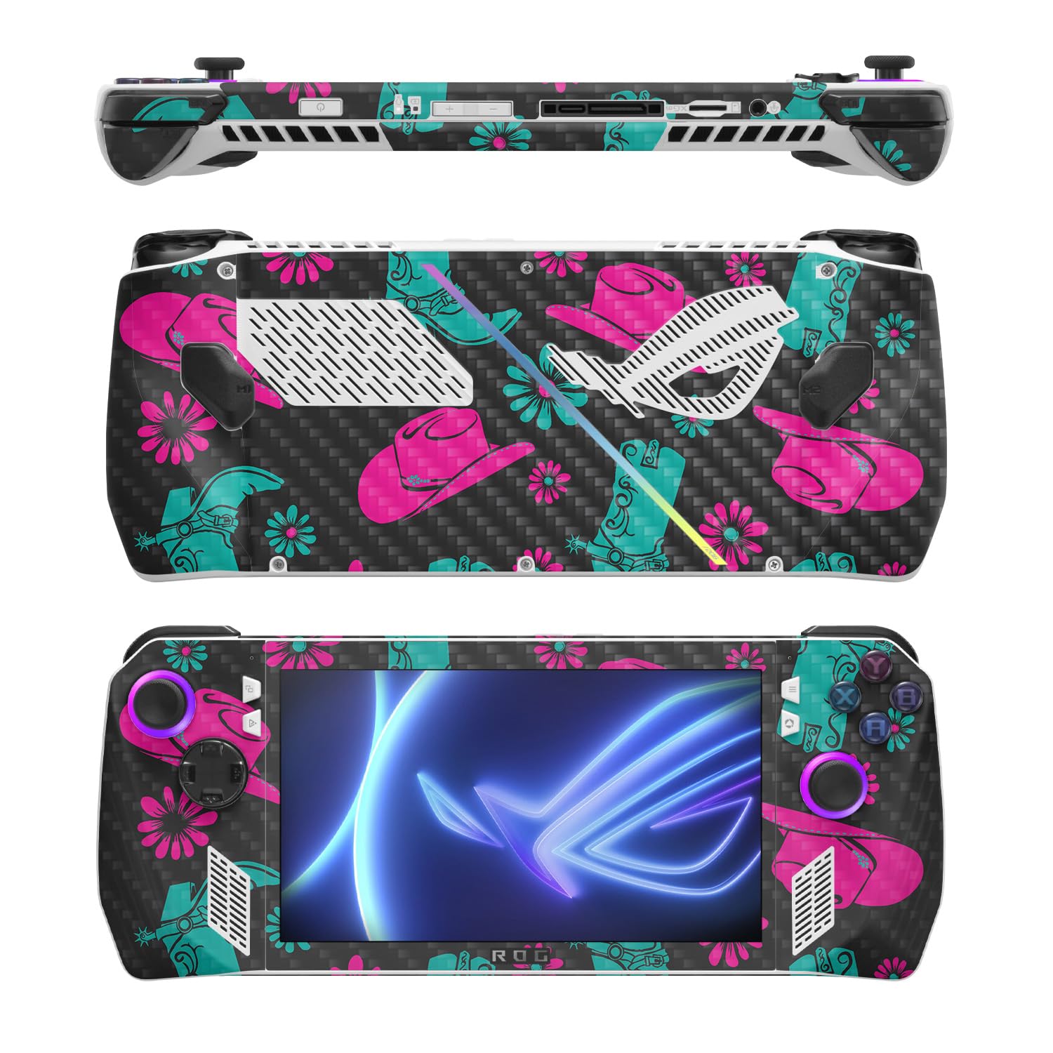 MightySkins Carbon Fiber Skin Compatible with Asus ROG Ally - Neon Cowgirl | Protective, Durable Textured Carbon Fiber Finish | Easy to Apply